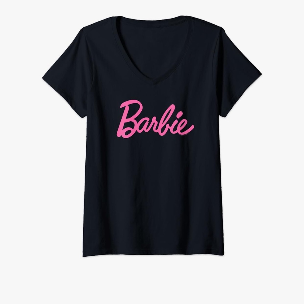 Women Barbie V-Neck in black with pink logo size L